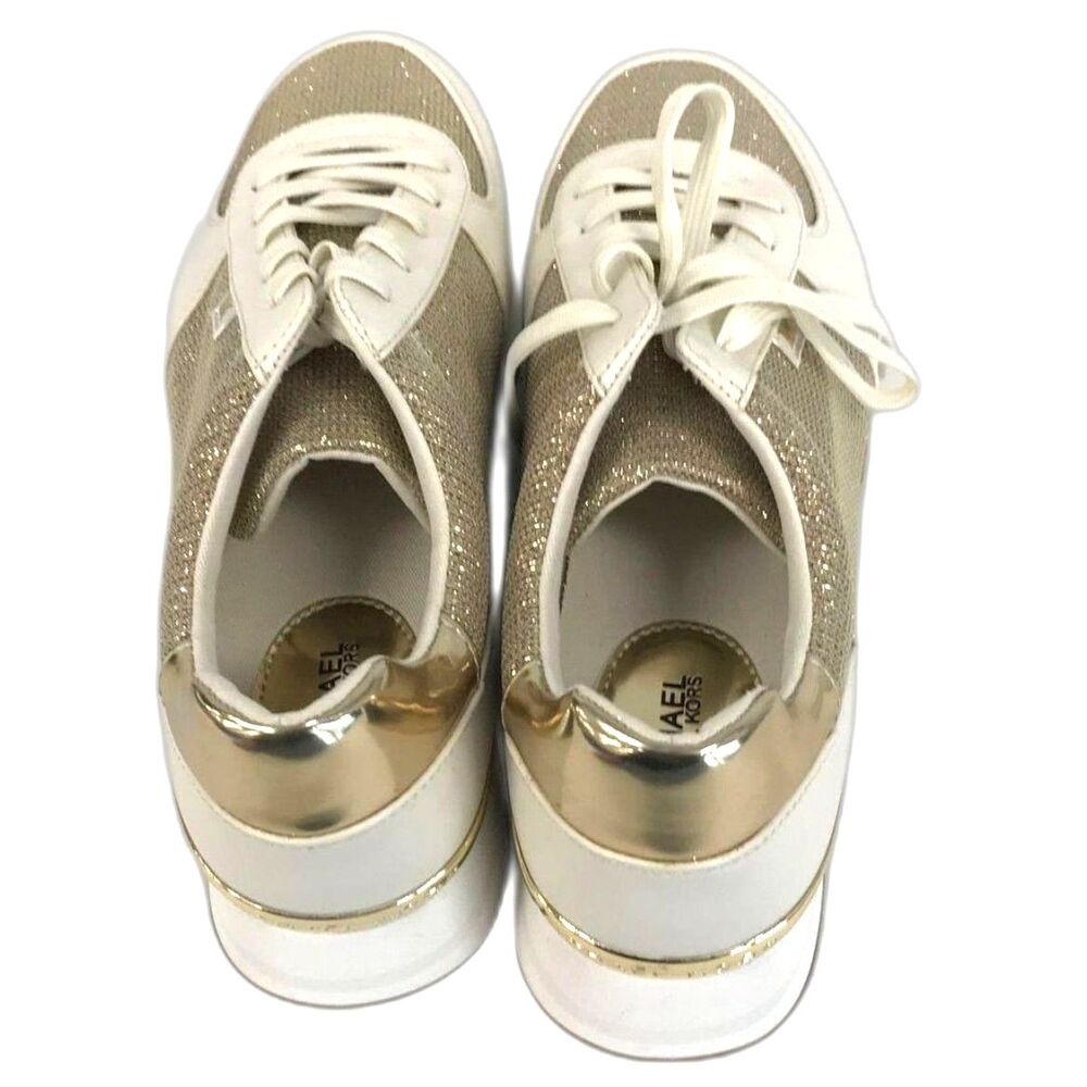 Michael Kors "Monique" Trainer Shoes, White and Gold, Sneakers Size 9 - Picture 3 of 4